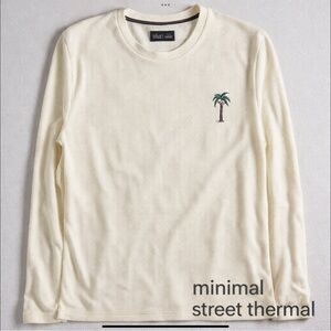 PUBLIC RECORD Waffle Thermal Skeleton Palm Tree Pullover XL Cream Minimal Street